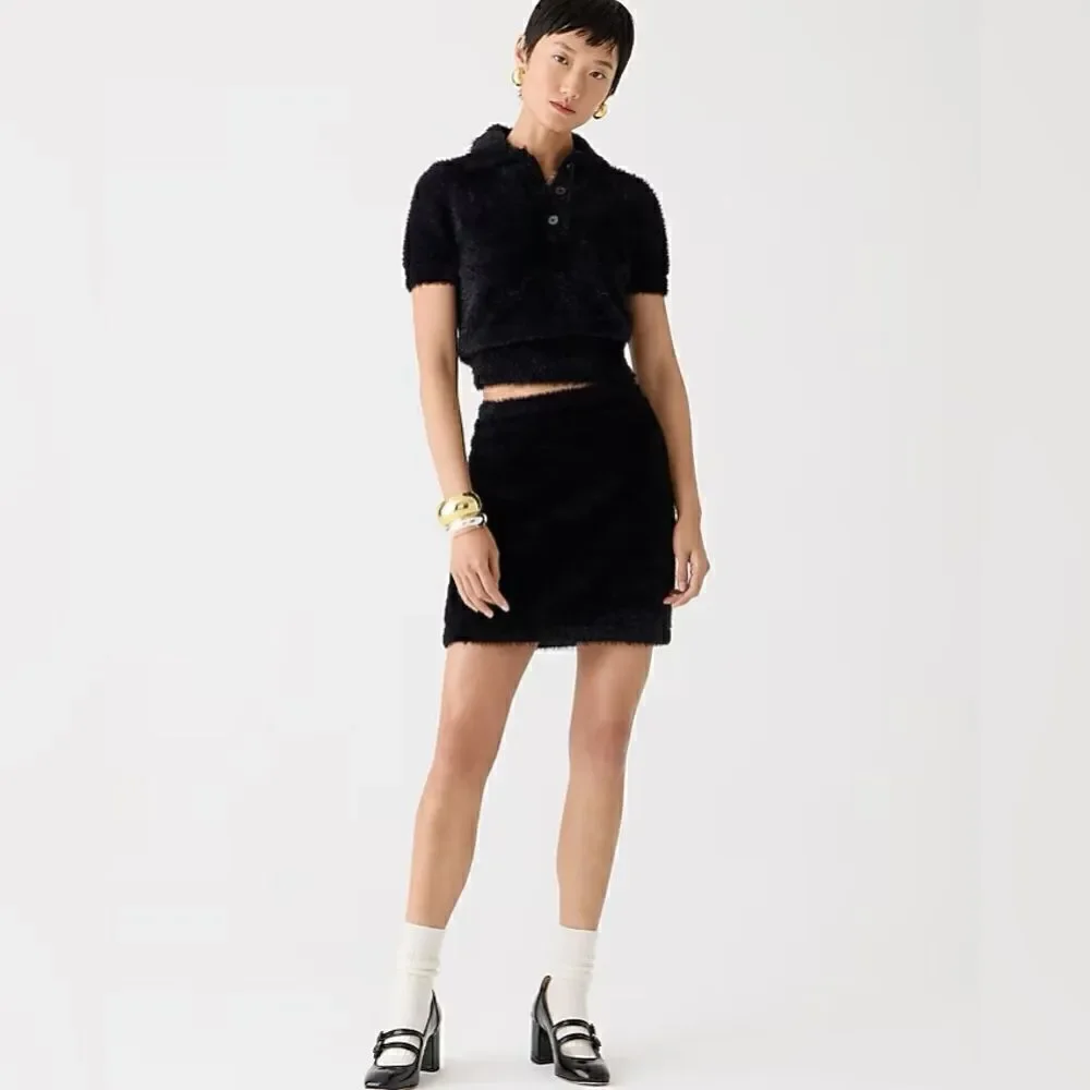 J Crew Short Sleeve Sweater Polo in Brushed Yarn NWT